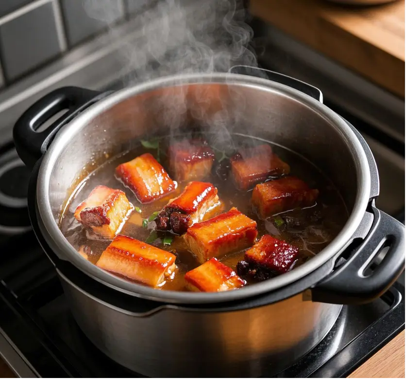 Pressure Cooker Recipe-Braised Pork Belly and Rice