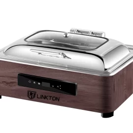 Wholesale Electric Chafing Dish Wooden Texture, Modern Catering Buffet Warmer Set Custom